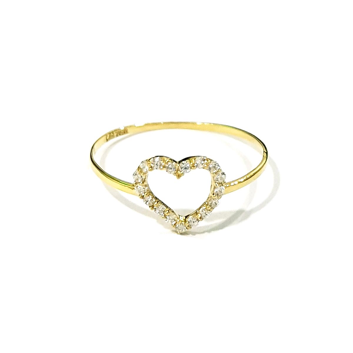 18K Pure Gold Heart Design w/ Zircon Stone Ring