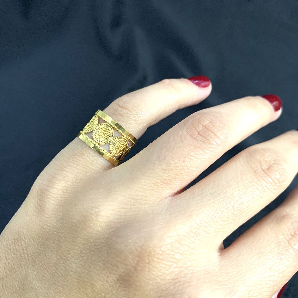 21K Pure Gold Lira Design Ring