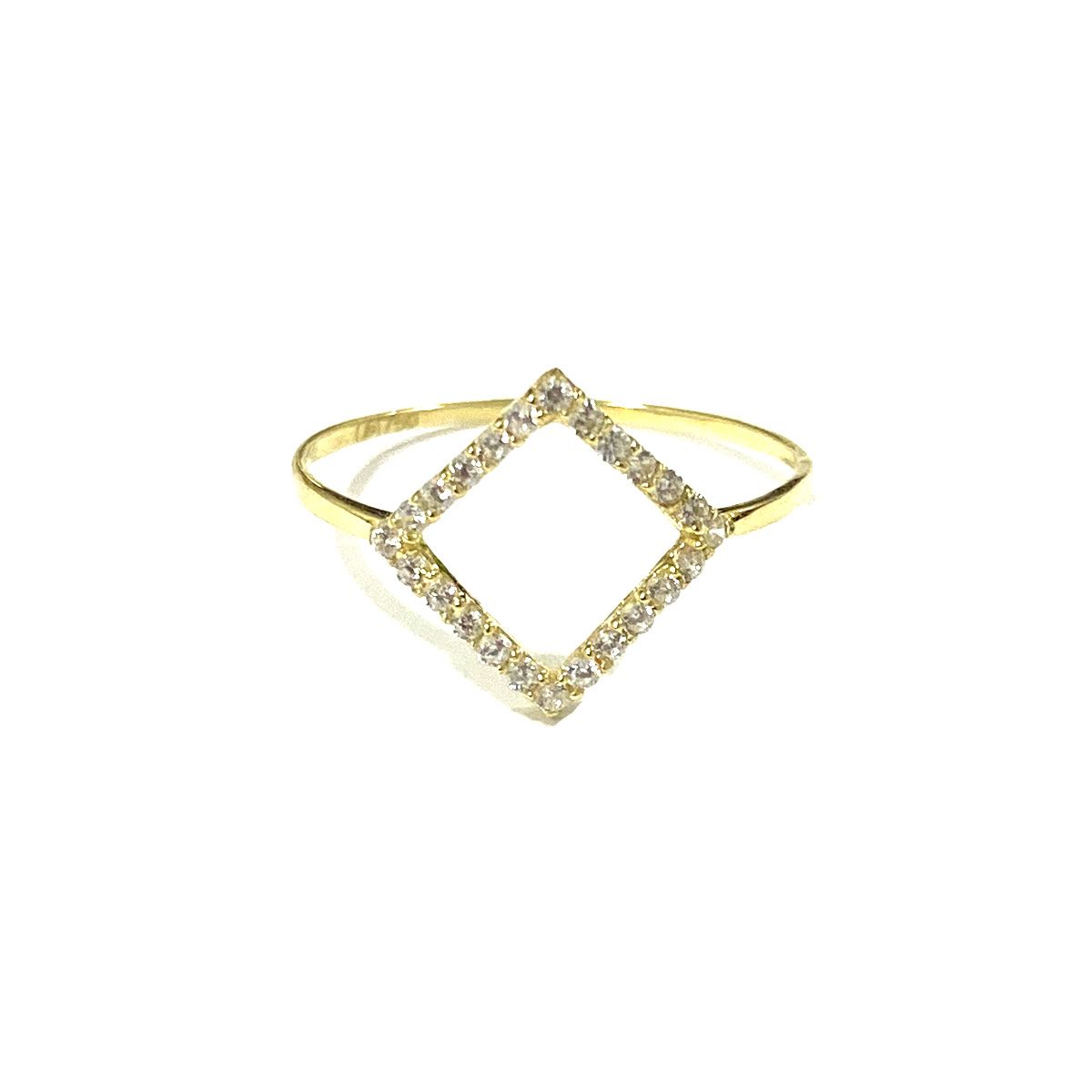 18K Pure Gold Diamond Design w/ Zircon Stone Ring