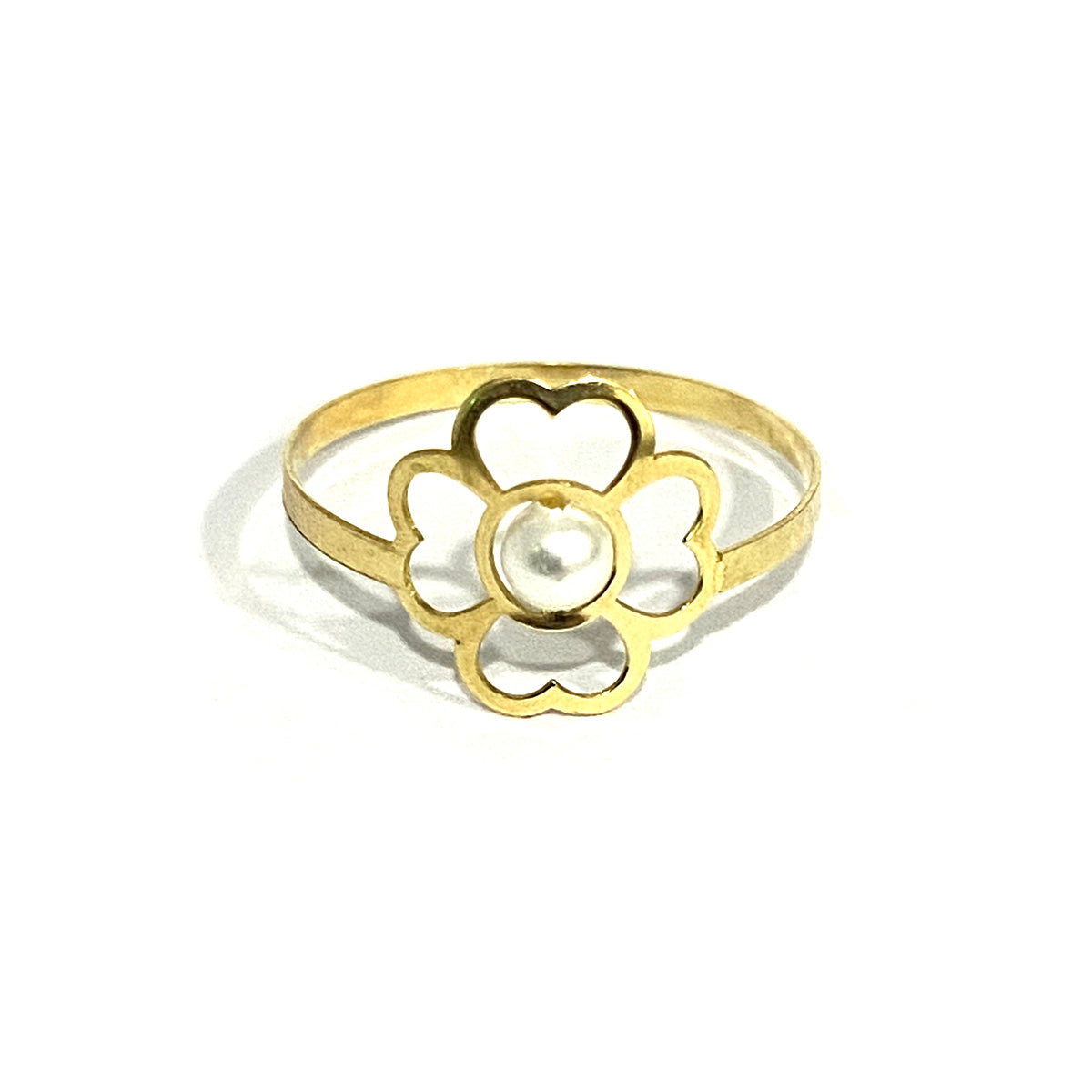 18K Pure Gold Elegant Flower w/ Zircon Stone Design Ring