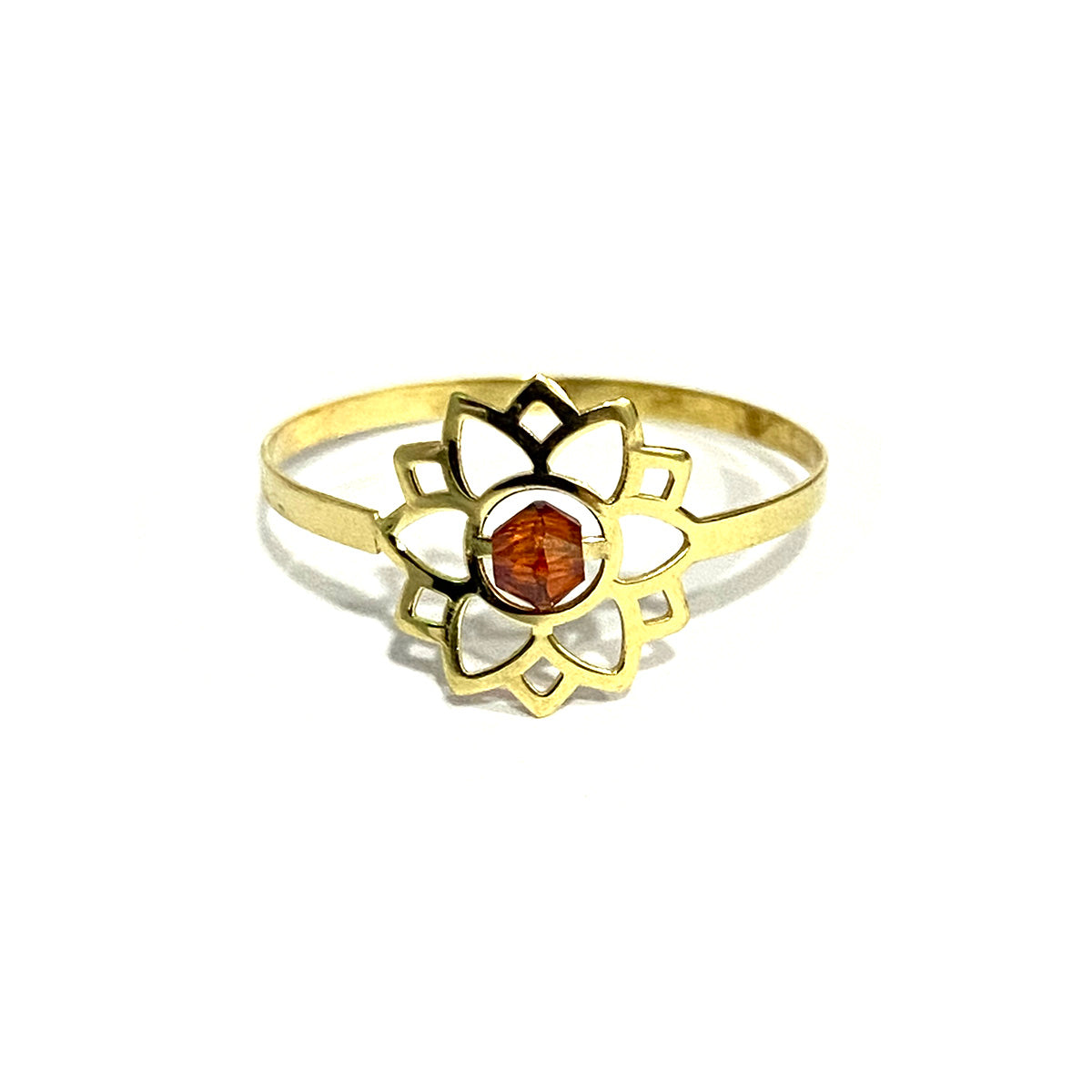 18K Pure Gold Elegant Flower w/ Zircon Stone Design Ring