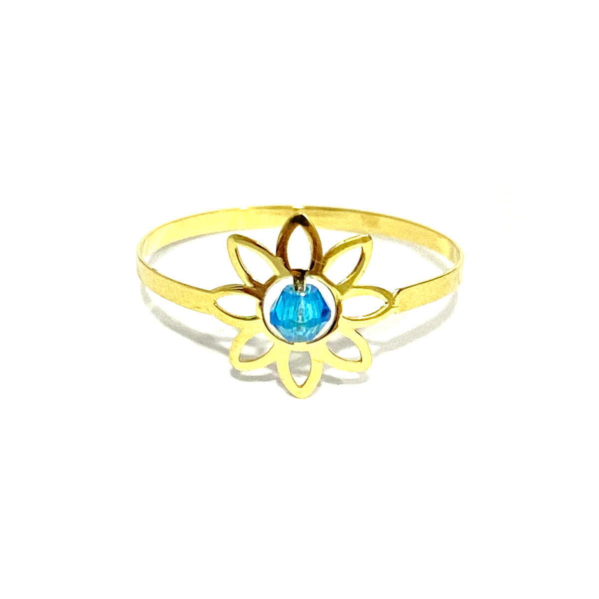 18K Pure Gold Elegant Flower w/ Zircon Stone Design Ring