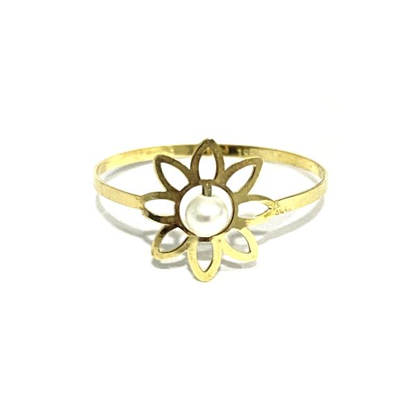 18K Pure Gold Elegant Flower w/ Zircon Stone Design Ring