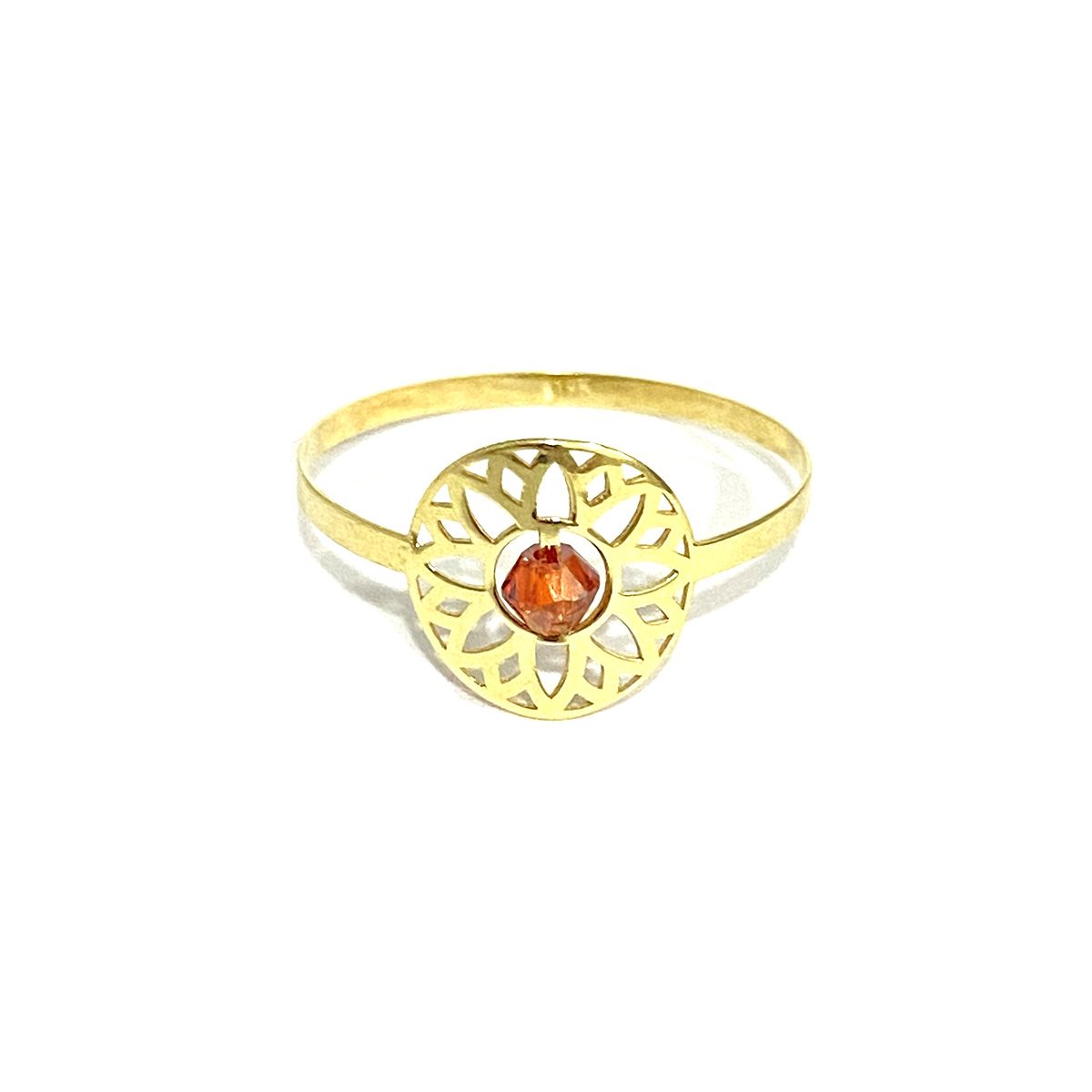 18K Pure Gold Elegant Flower w/ Zircon Stone Design Ring