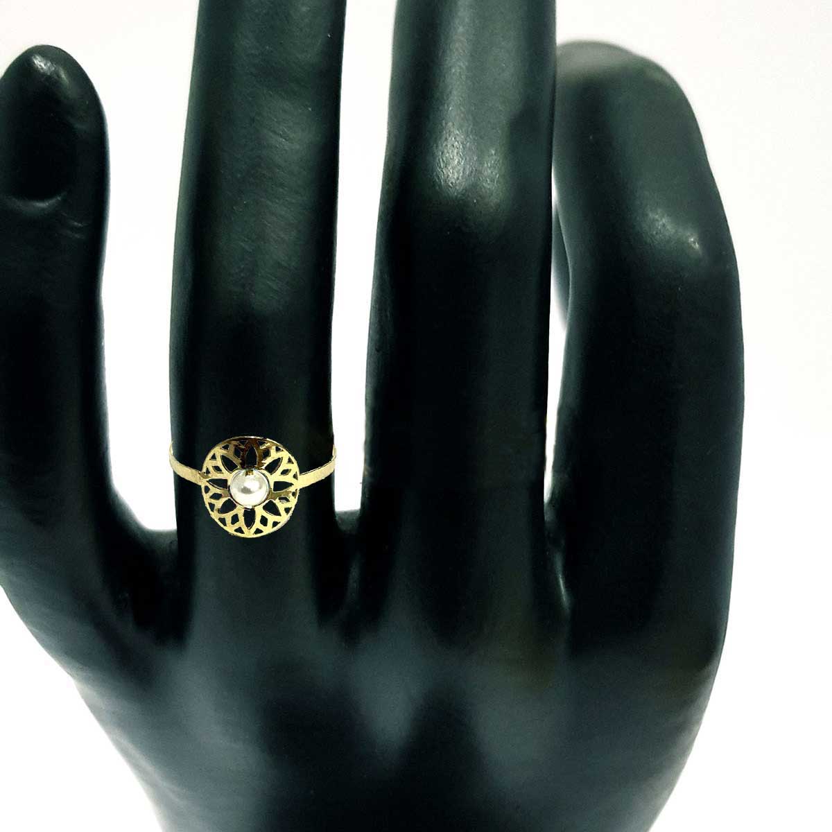 18K Solid Gold Elegant Flower w/ Zircon Stone Design Ring