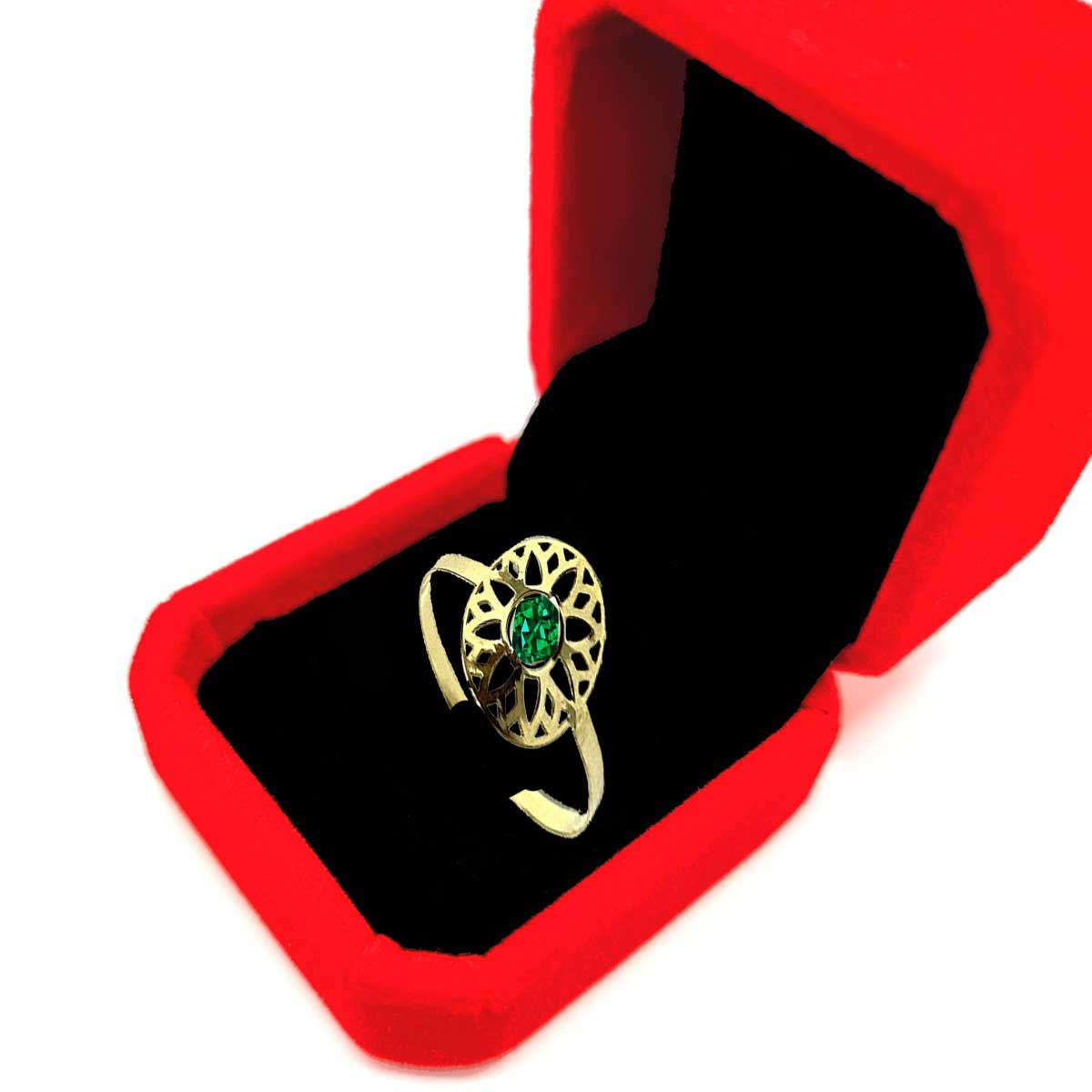 18K Solid Gold Elegant Flower w/ Zircon Stone Design Ring