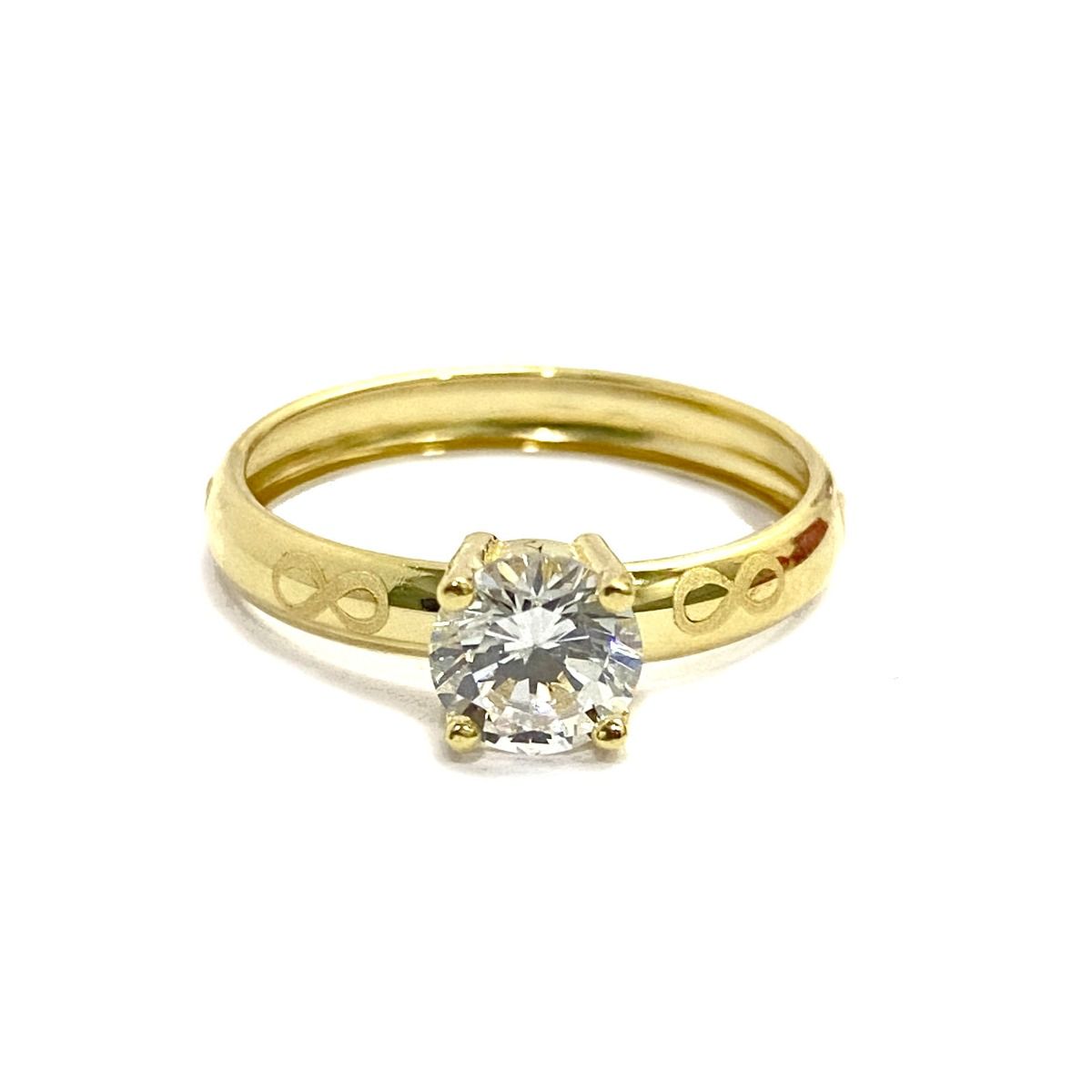 18K Pure Gold Solitaire Infinity Design Ring