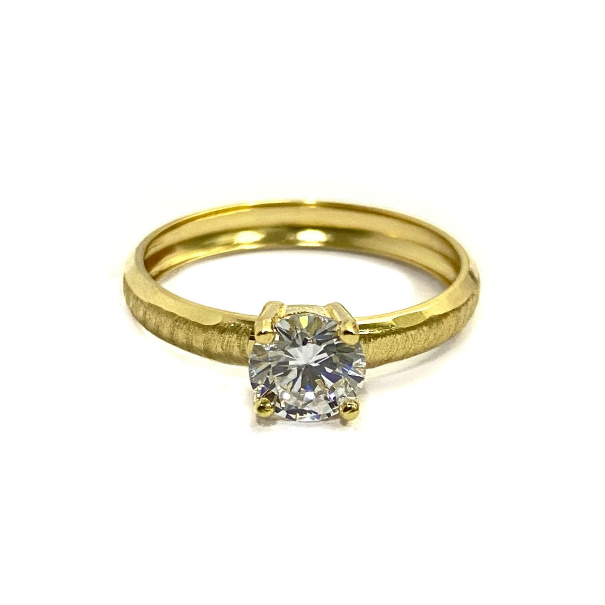 18K Pure Gold Solitaire Design Ring