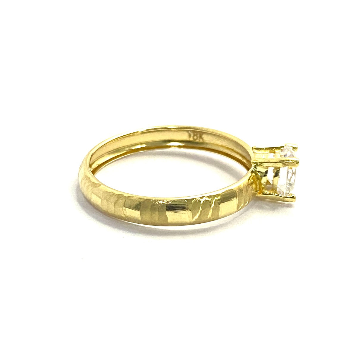 18K Pure Gold Solitaire Design Ring