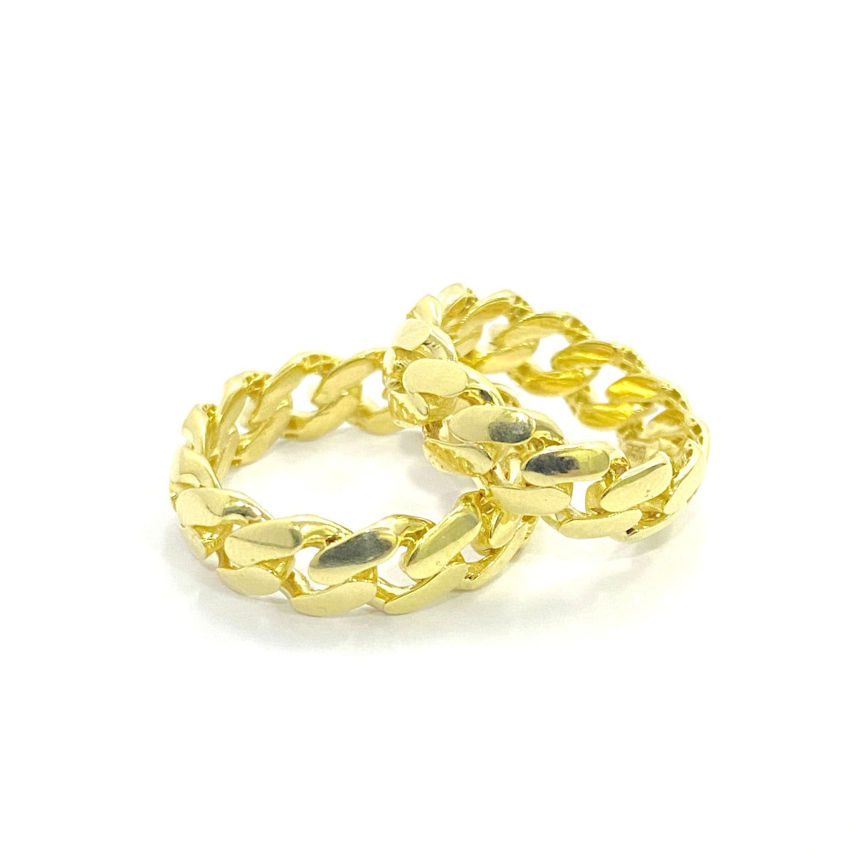 18K Solid Gold Chunky Ring Chain Design