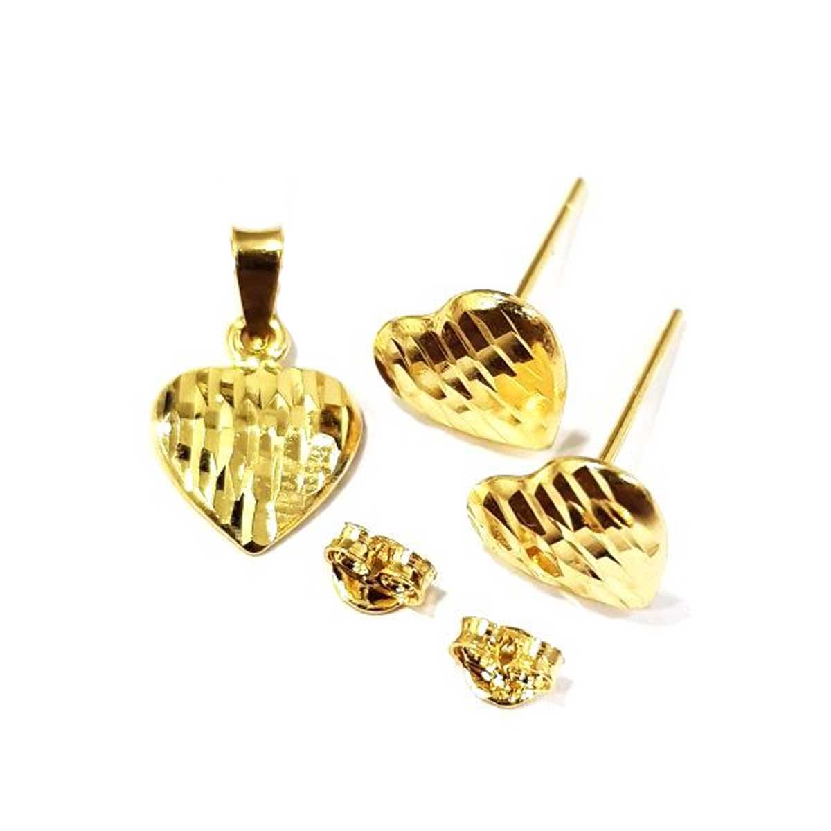 18K Pure Gold Heart Set