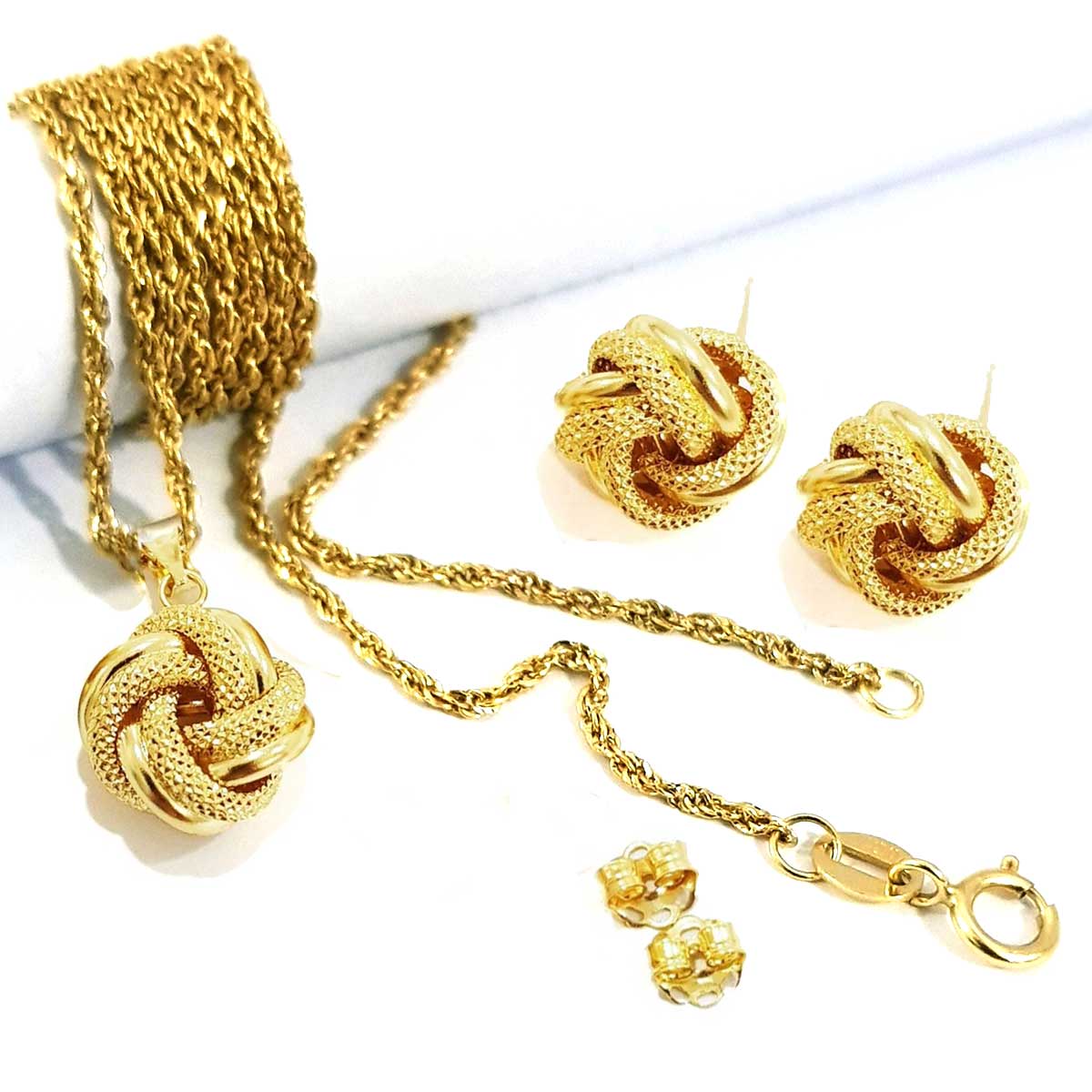 18K Pure Gold Flower Jewelry Set