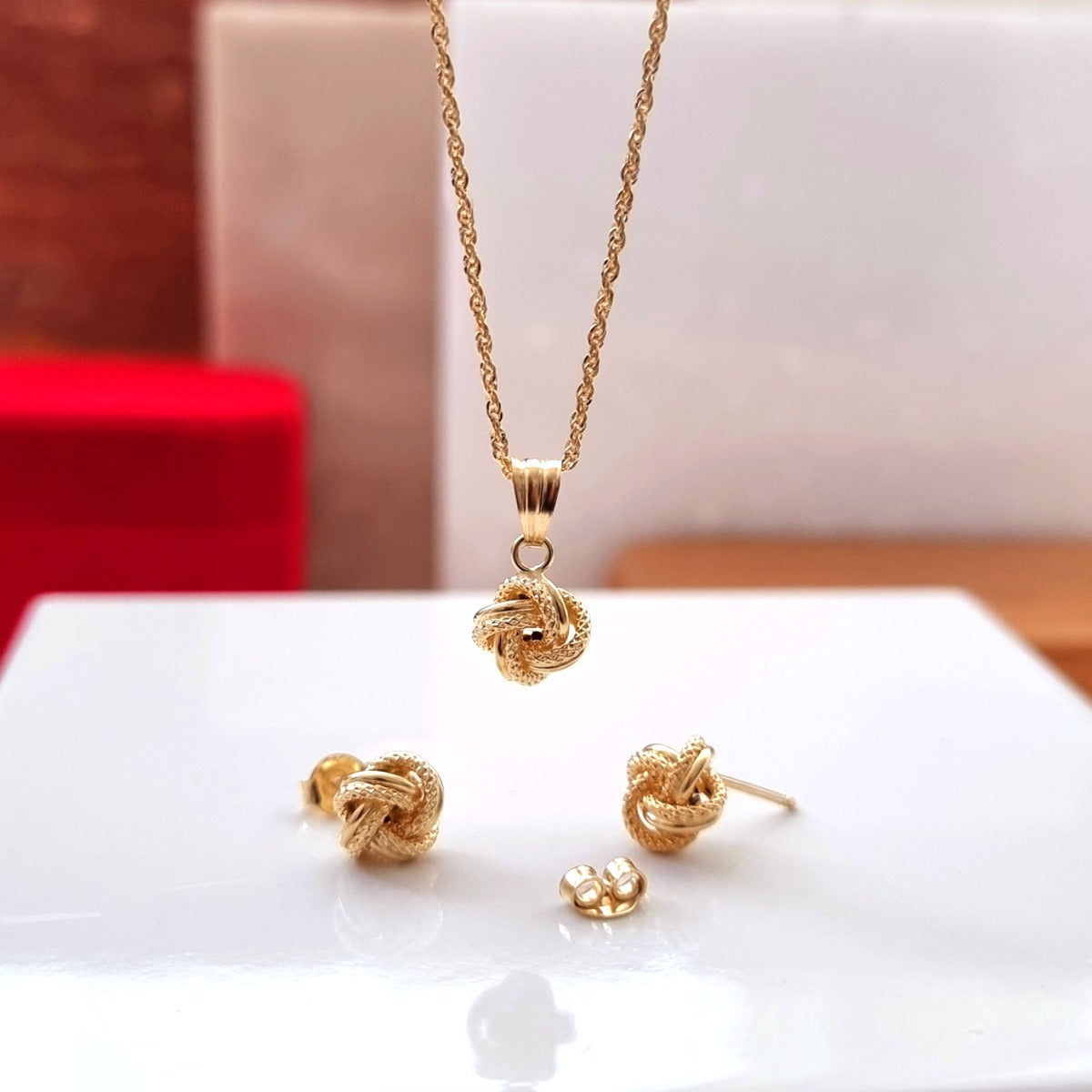 18K Pure Gold Flower Set