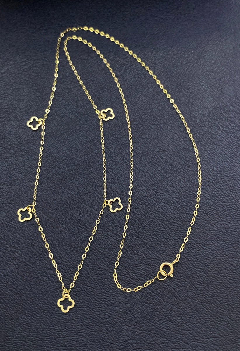 18K Pure Gold Elegant Necklace and Bracelet Set