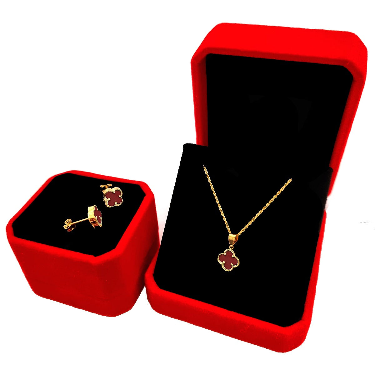 18K Pure Gold Elegant Necklace & Earrings