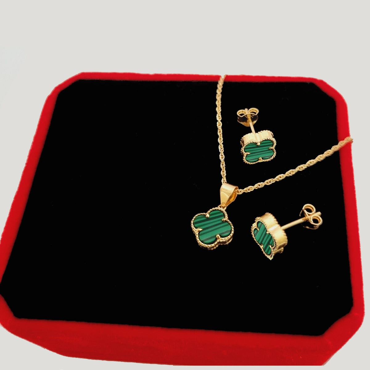 18K Pure Gold Elegant Necklace & Earrings