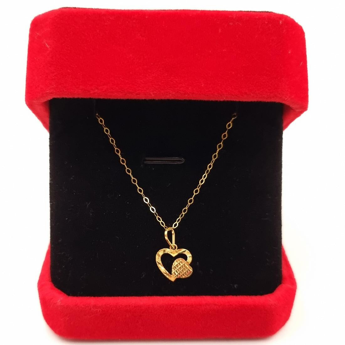 18K Pure Gold Heart Jewelry Set