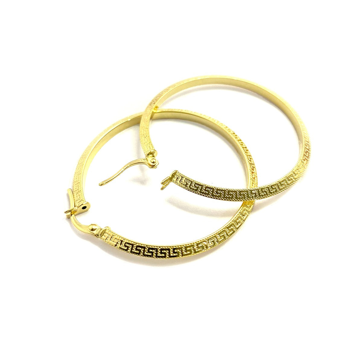 18K Pure Gold Elegant Hoop Earrings Design